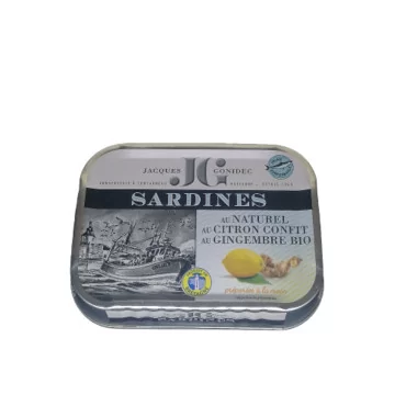 Sardines au naturel au citron confit au gingembre 115g