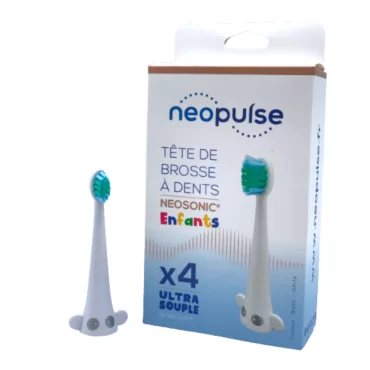 NEOKIDS pack de 4 têtes de brosse ultra souple spécial enfants Blanc For kids 4+ NEOPULSE