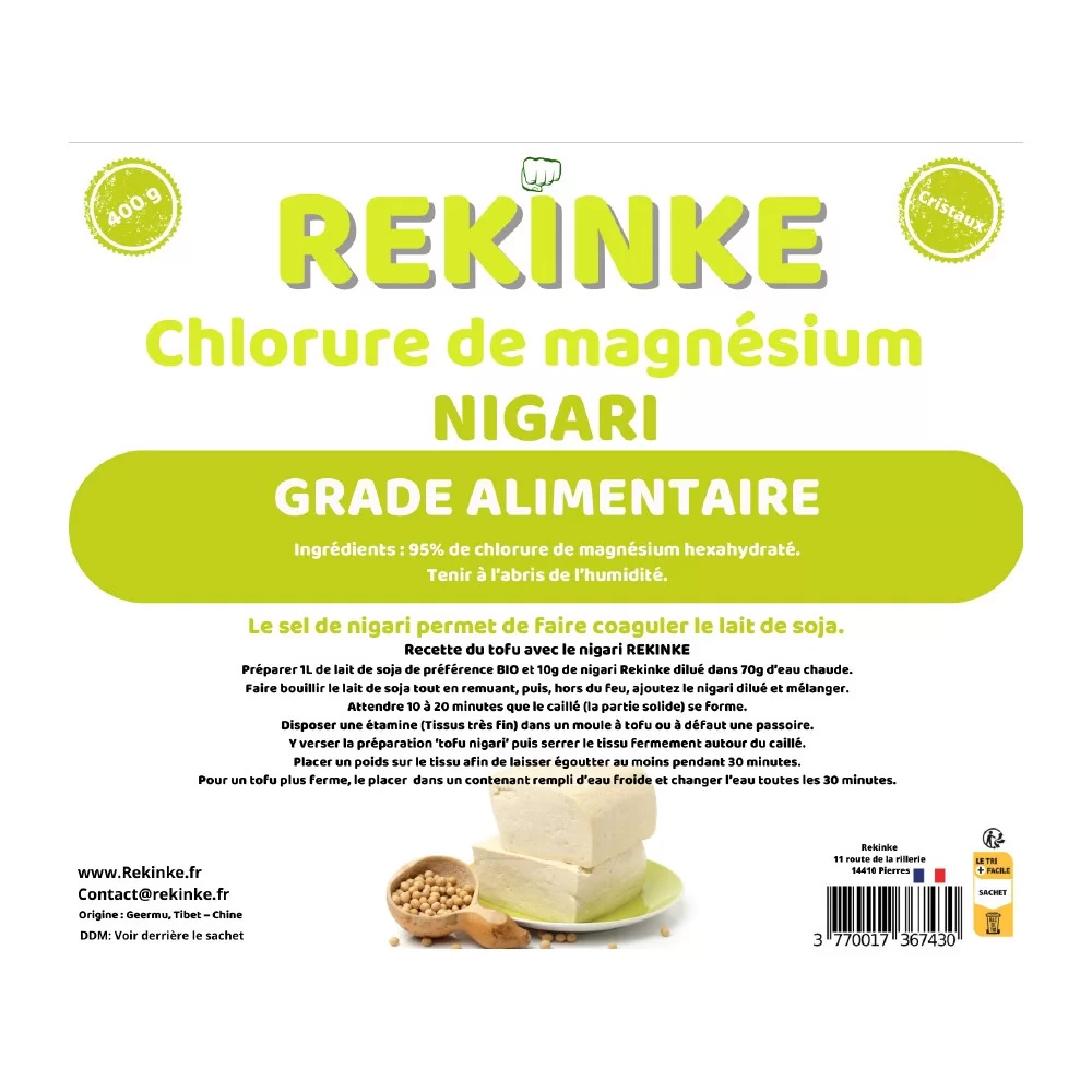 Nigari Chlorure de magnésium grade alimentaire 400g REKINKE