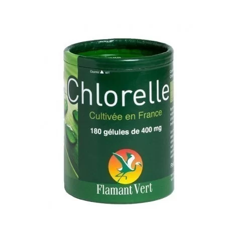 Boite abimée Chlorelle française 180 gélules de 400mg Flamant Vert